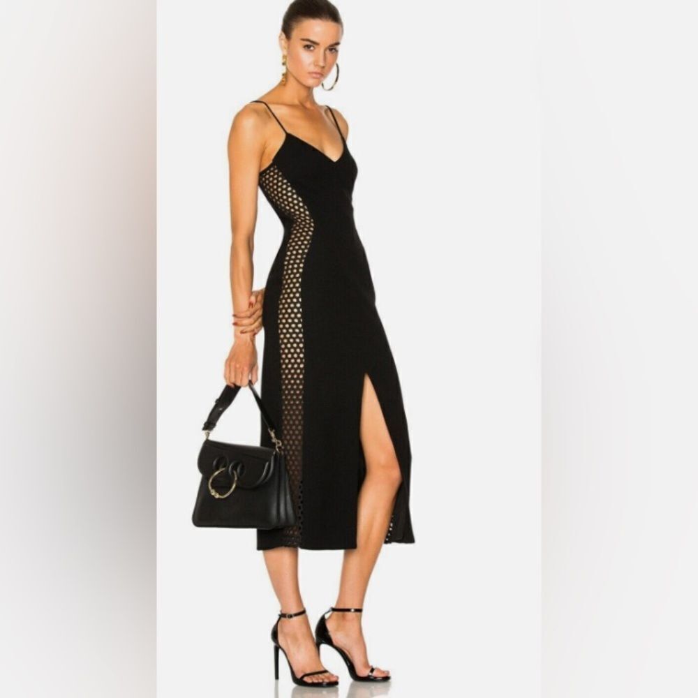 David Koma Side Cut Out beige black Pencil Dress size 6